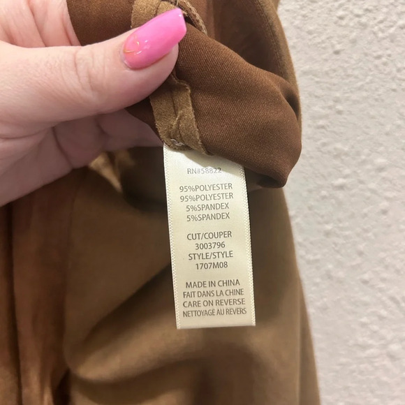 Max Studio Vicuna Faux Suede Camel Brown Pull On Skinny Pants NWT L - Picture 4 of 5
